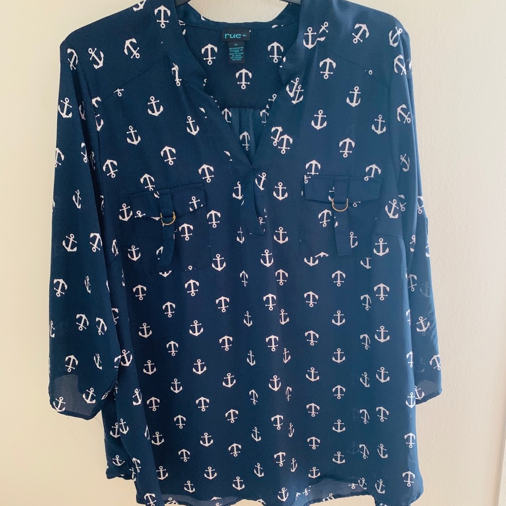 Blue and white anchor shirt